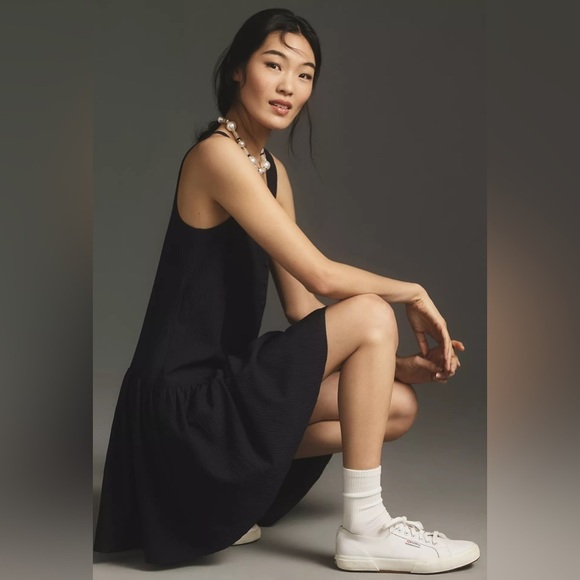 NWT By Anthropologie Square-Neck Seersucker Mini Dress - Picture 3 of 4